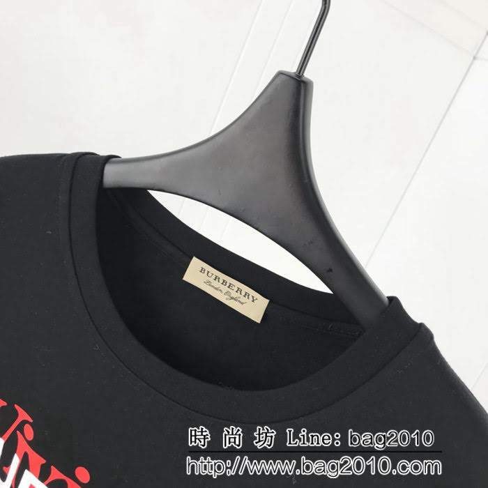 BURBERRY巴寶莉 聯名西太后限定款 19ss早春新款 黑紅疊加字母印花logo男款短袖  ydi1680